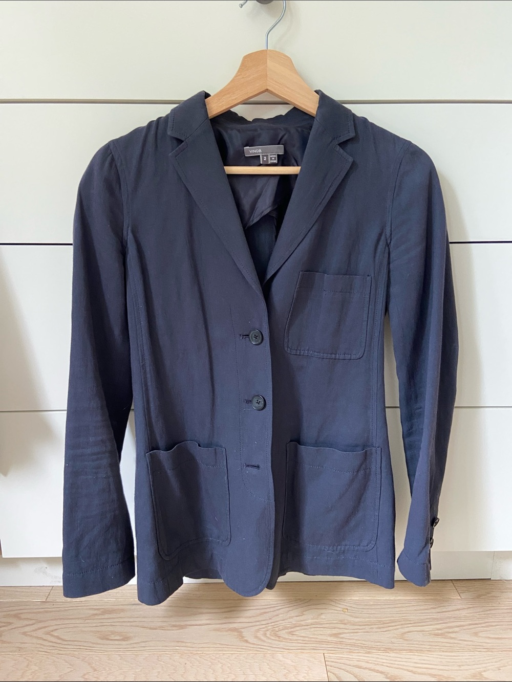 Vince Soft Navy Three-Button Casual Blazer